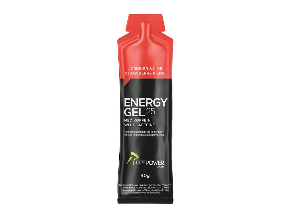 PurePower Energy Gel - Jordbær/Lime med 32 mg koffein - 40 gram