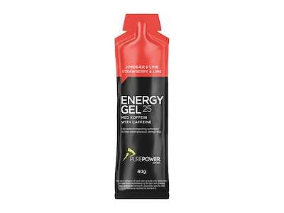 PurePower Energy Gel - Jordbær/Lime med 32 mg koffein - 40 gram