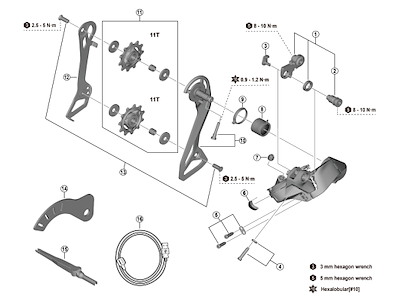 Shimano 105 aksel beslagakselenhed til bagskifter model RD-R7150