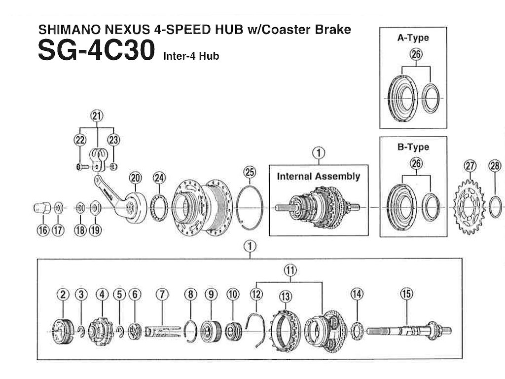 Shimano Nexus 4 hjulkam til model SG-4C30 og 4C35