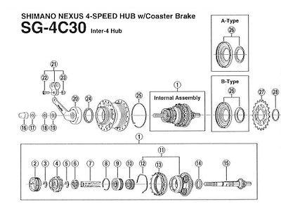 Shimano Nexus 4 hjulkam til model SG-4C30 og 4C35