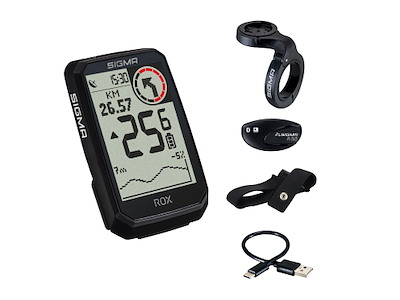 Sigma Rox 4.0 Endurance HR Set - Cykelcomputer med GPS - Sort