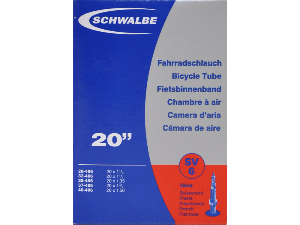 Schwalbe slange 20 x 1,35-1,50 med Racer ventil SV6