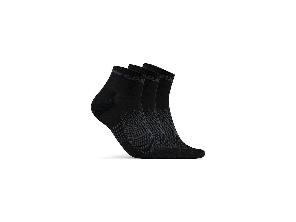 Craft CORE Dry Mid Sock 3-Pak Sort (Størrelse: 34-36)