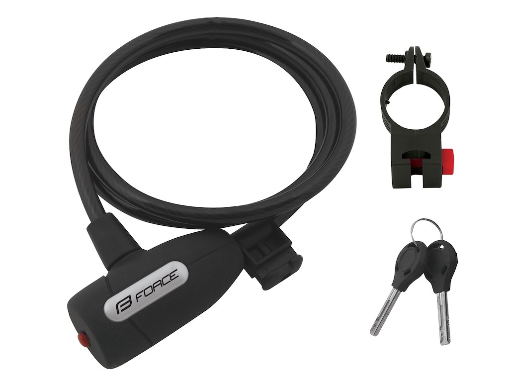 FORCE Lux spirallås med holder 120cm/8mm - Sort