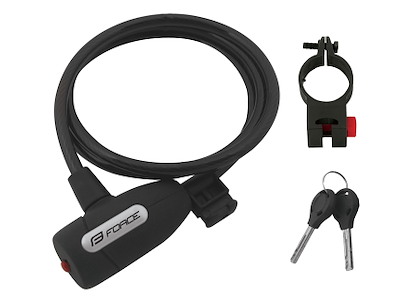 FORCE Lux spirallås med holder 120cm/8mm - Sort