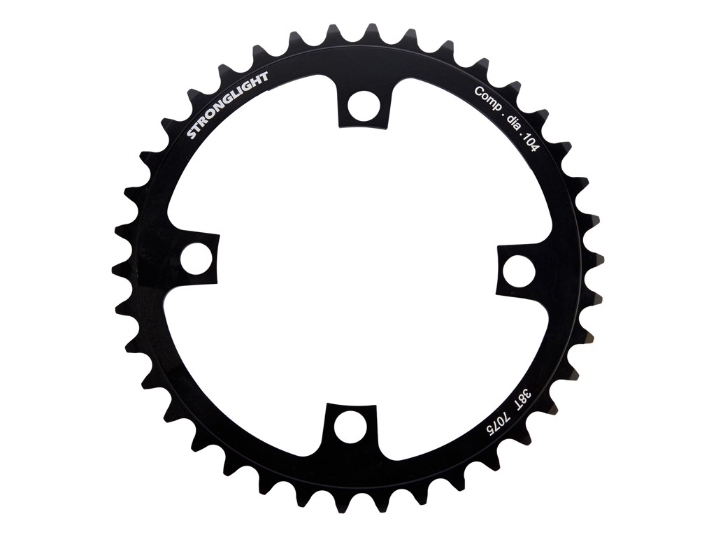 Stronglight klinge - 38 tands - ø104 - 4 huller - 10 Speed - Zicral alu - Sort