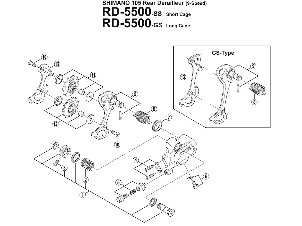 Shimano justerskrue til kabel for bagskifter RD-5500 og RD-7700