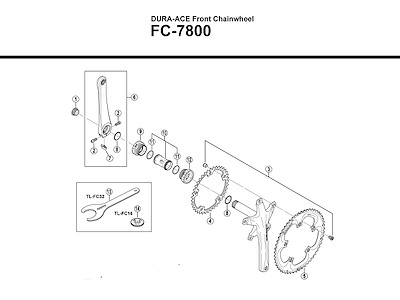 Shimano Dura Ace pedalarm højre 175mm lang til FC-7800