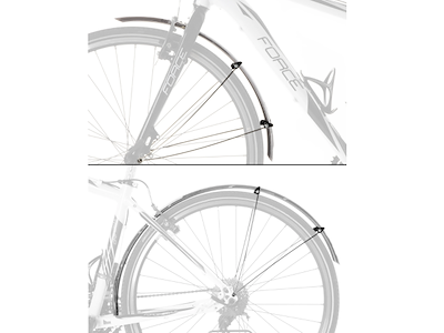 FORCE Aluflex Skærmsæt 28" - Inkl Stiver - Sølv