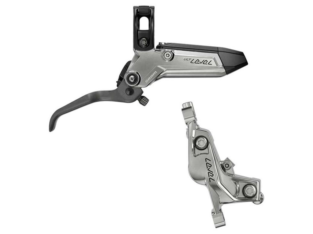 Sram Level Ultimate Stealth - Hydraulisk bremsesæt - 4 Stempler - Bag - Carbon greb - Sølv