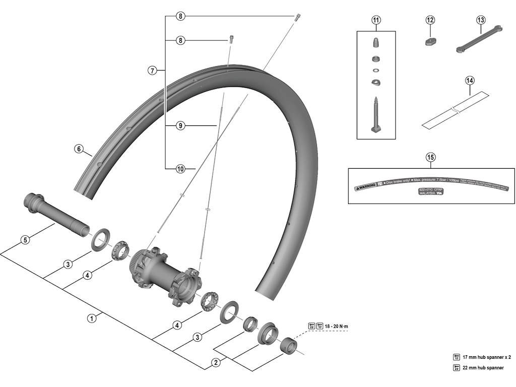 Shimano Dura Ace lukkemøtrik enhed højre til forhjul WH-R9270-C36-TL-F
