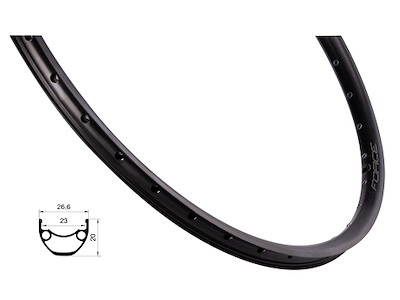 FORCE XC Basic fælg 26"(559x23) aluminium 32 eger huller - Skivebremse - Sort