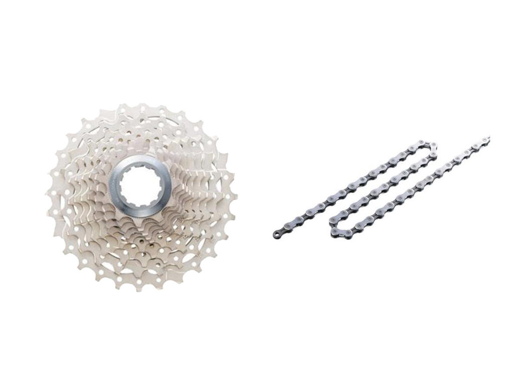 Shimano Ultegra kassette og kæde - 10 gear kassette 11/12-23/30 tands - Inkl. CN6701 kæde