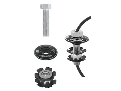 FORCE star nut  med hul til BMX 1 1/8'' aluminium - sort