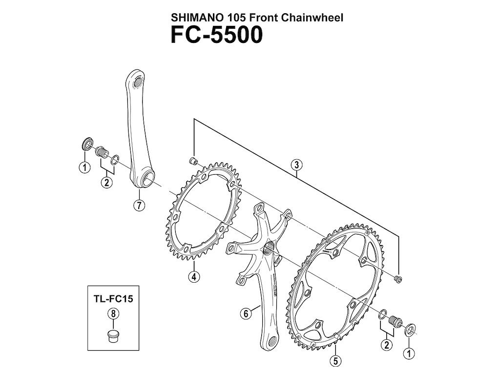 Shimano 105- pedalarm højre 175mm lang til FC-5500