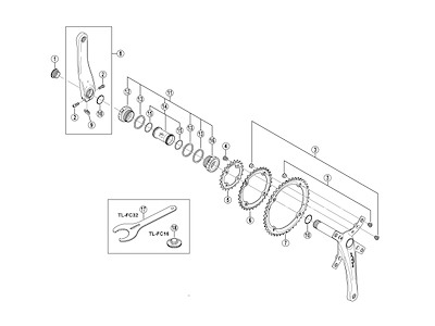 Shimano XTR pedalarm højre 175mm lang til FC-M960