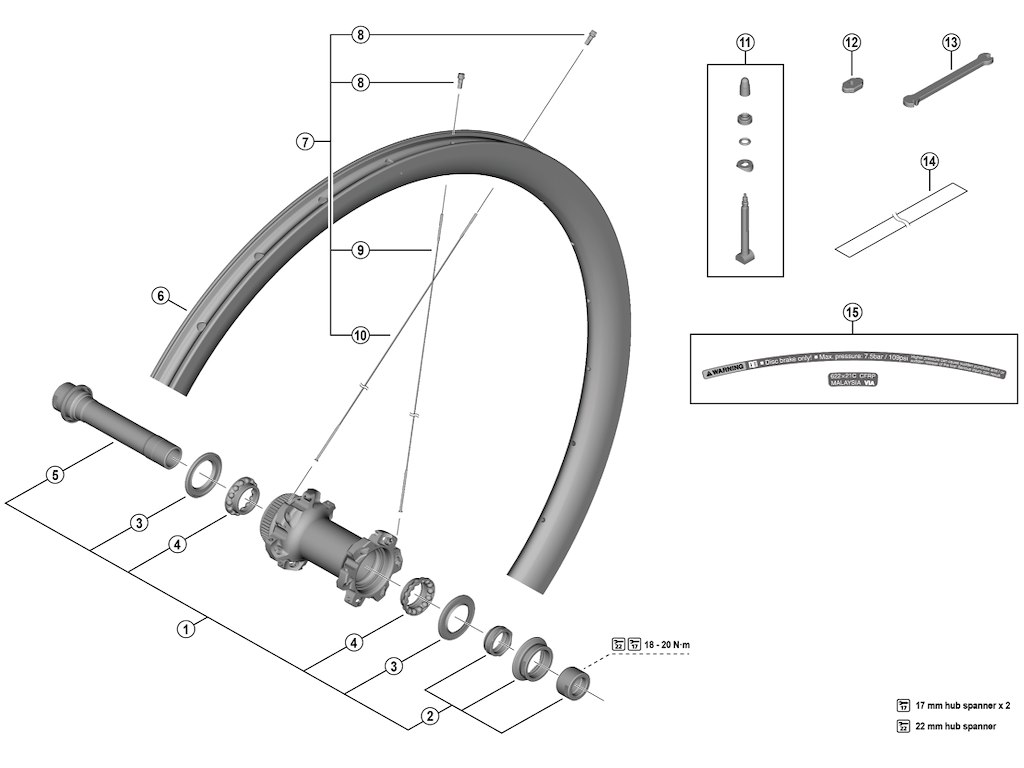 Shimano Dura Ace ventil enhed til hjul model WH-R9270-C36 for- eller bag