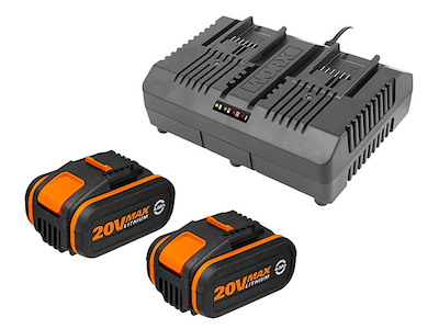 Worx 2 stk 20V Batteri 4Ah med Dobbeltlader