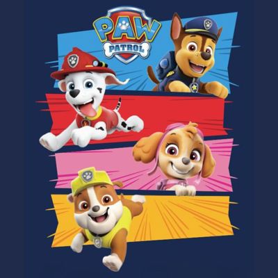 Billedet viser de søde hunde-figurer fra Paw Patrol, som også er på mange af de produkter vi sælger til børn..