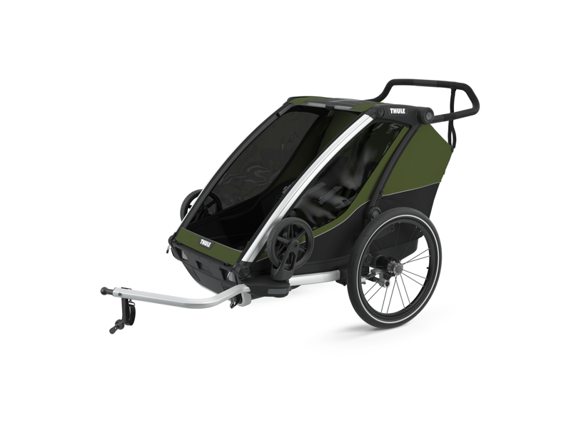Billedet viser en Thule Chariot Cab 2 cykelanhænger